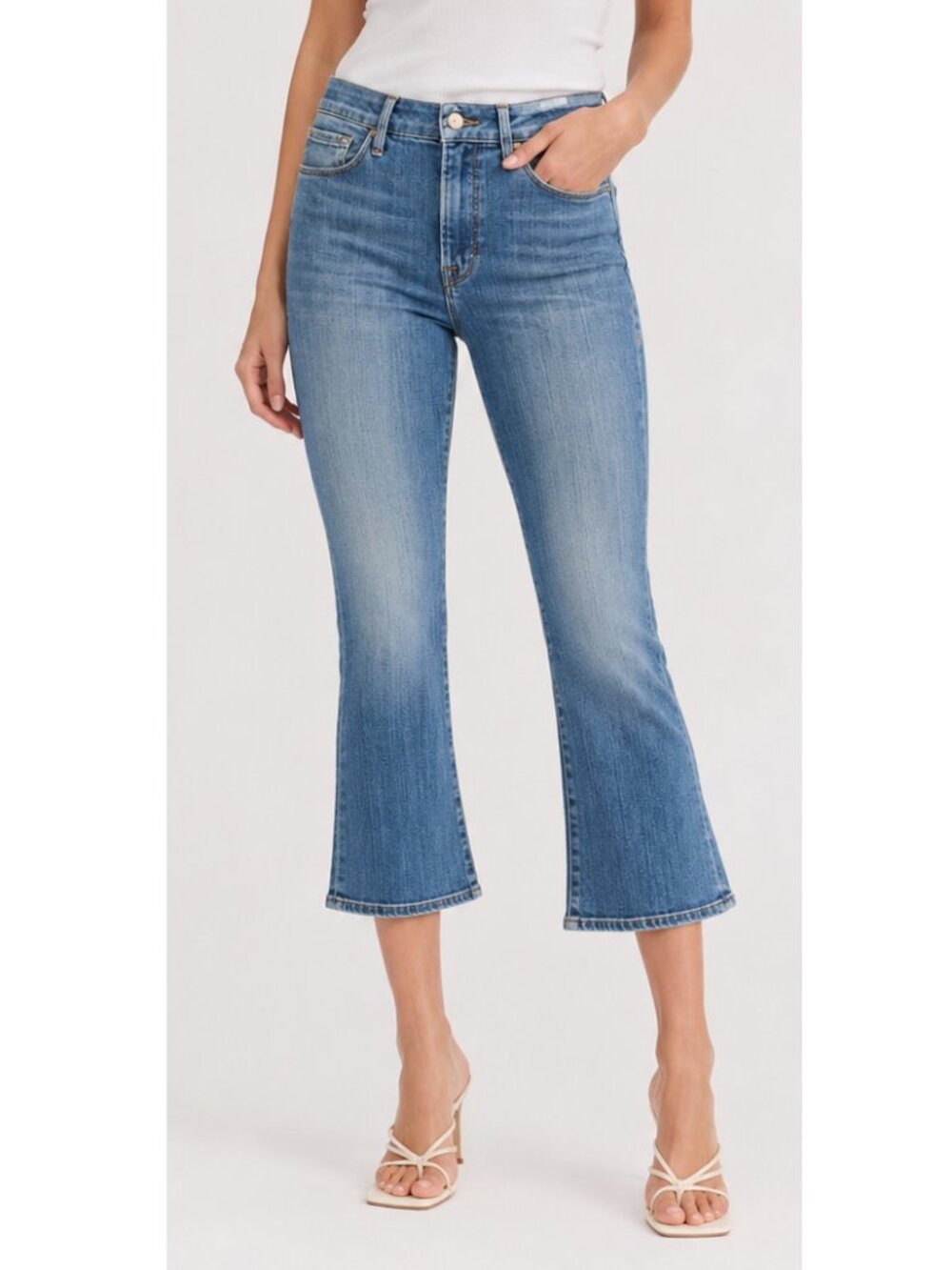 FRAME Le Crop Mini Boot Jeans Poee High Rise Cropped Stretch Denim | Size 27